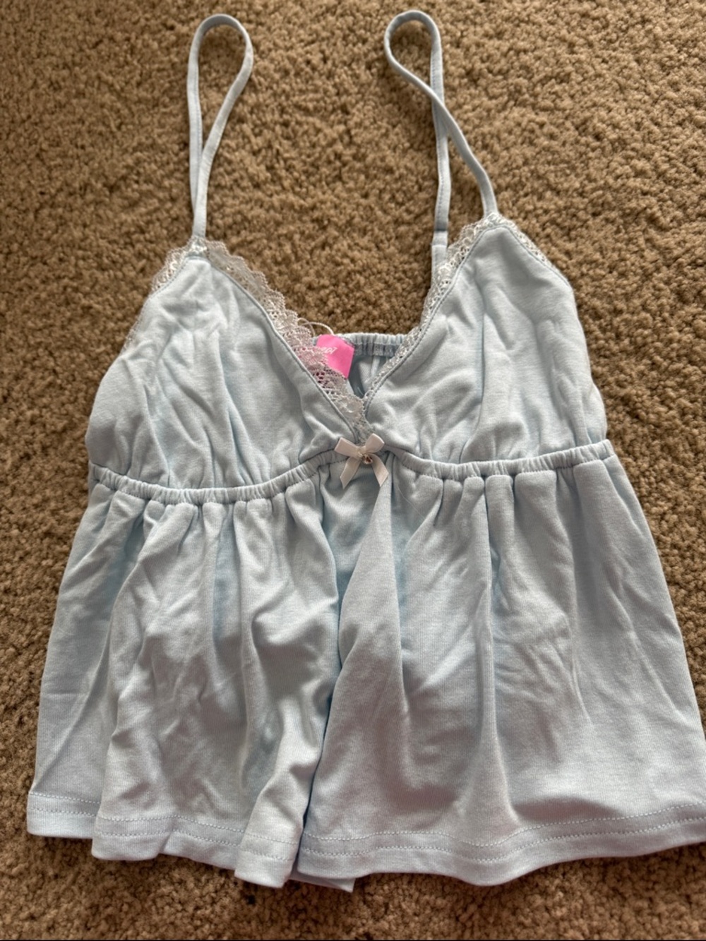 Edikted Light Blue Lace-Trim Cami with Bow